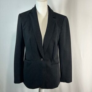 Ann Taylor Black Textured One Button‎ Blazer Jacket Womens Size 8